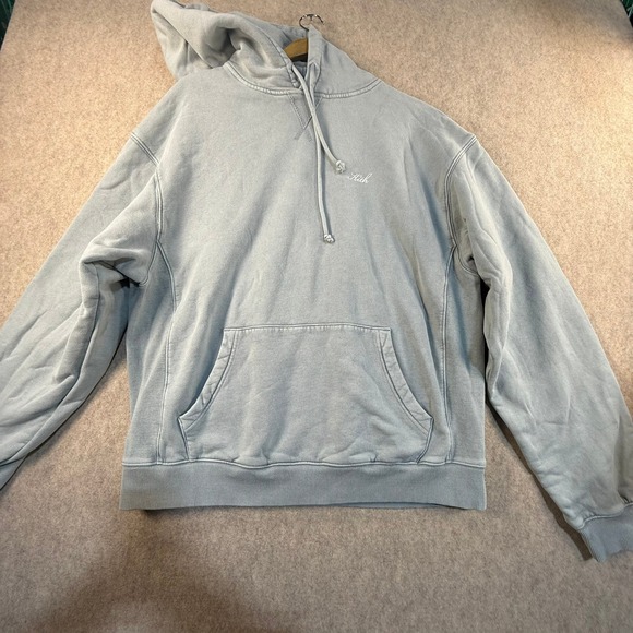 Kith Script Logo Williams III Hoodie Washed Blue Mens Large Light Blue Pullover